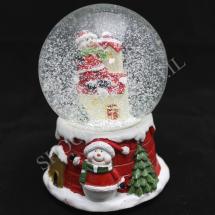 Статуэтка новогодний шар музыкальный со снеговиком