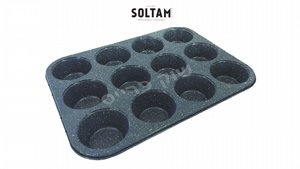 Bake it Up תבנית מאפינס 12 שקעים 3 על 35 על 27 ס''מ קרבון סטיל סולתם Bake it Up תבנית מאפינס 12 שקעים 3 על 35 על 27 ס''מ קרבון סטיל סולתם