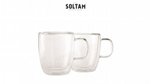 זוג כוסות שתייה חמה עם ידית דופן כפולה 350 מ''ל SOLTAM Double Glass זוג כוסות שתייה חמה עם ידית דופן כפולה 350 מ''ל SOLTAM Double Glass