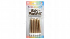 HAPPY BIRTHDAY נרות יום הולדת בצבע זהב + שלט HAPPY BIRTHDAY נרות יום הולדת בצבע זהב + שלט