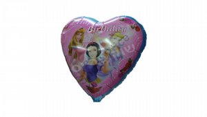 בלון # "Happy Birthday" Disney נסיכות בצורת לב 18" צבעוני בלון # "Happy Birthday" Disney נסיכות בצורת לב 18" צבעוני